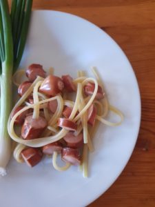 parówkowe spagetti, frankfurters spaghetti, hot dog spaghetti